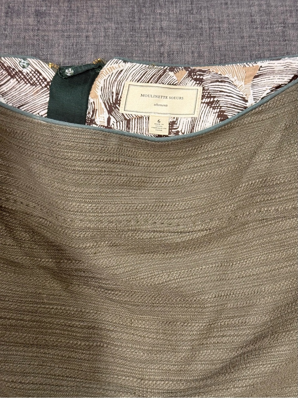 Moulinette Soeurs Olive Textured A-Line Skirt